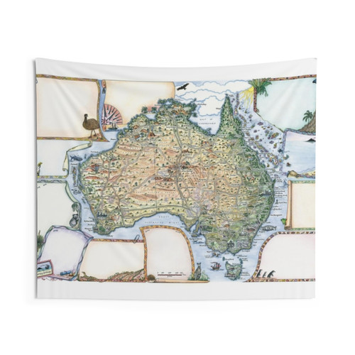 Australia Pictorial Map Tapestry by Journey Jottings