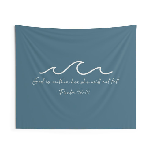 God is Within Her Waves - Psalm 46:5 Christian Tapestry