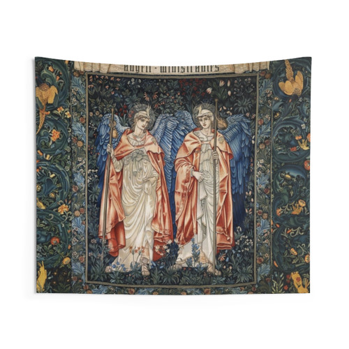 ANGELI MINISTRANTES Angels in Blue Green Floral Tapestry