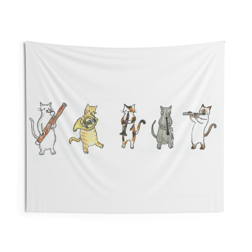 Wind Meowtet II Cat Musician Tapestry