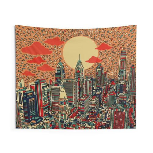 Philadelphia Panorama Cityscape Tapestry