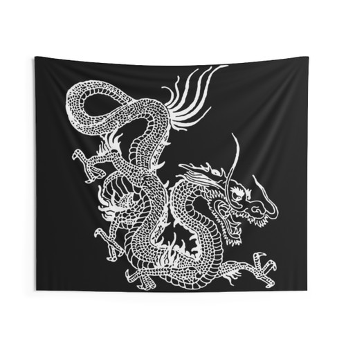 Chinese White Dragon Tapestry Wall Hanging