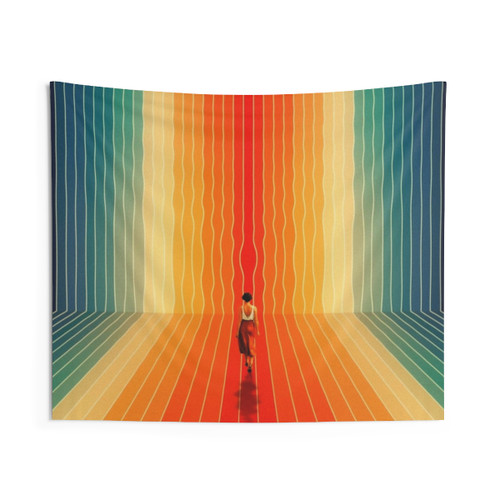Vibrant Geometric 'Here I Come' Tapestry