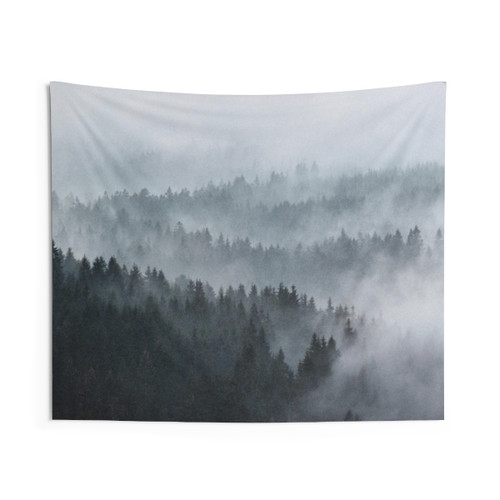 Misty Autumn Wilderness Forest Tapestry