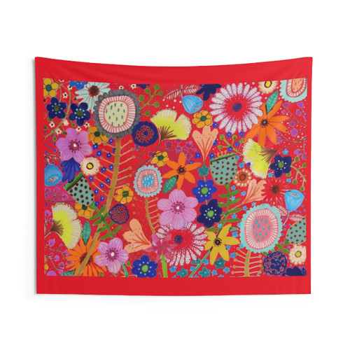 Fleur-Moi Red Flower Pattern Tapestry