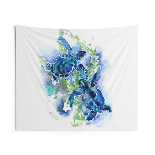Turquoise Blue Sea Turtle Tapestry Wall Art