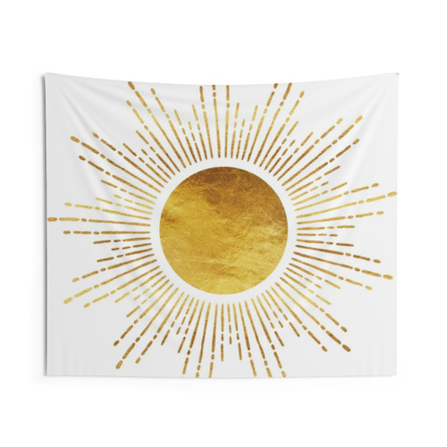 Golden Sunburst Abstract Tapestry