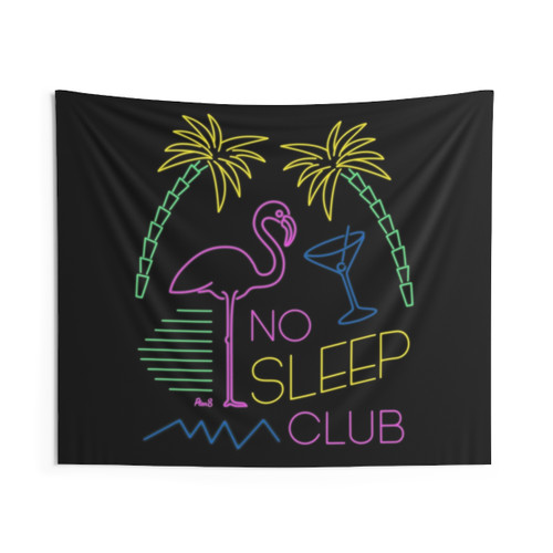 Retro Neon No Sleep Club Tapestry