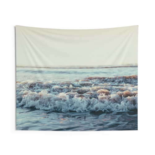 Pacific Ocean Tapestry with Waves and Surfers