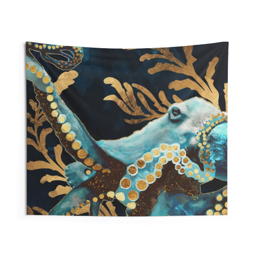 Indigo Blue Octopus Tapestry