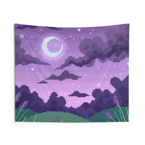 Lavender Nights Pixel Art Tapestry