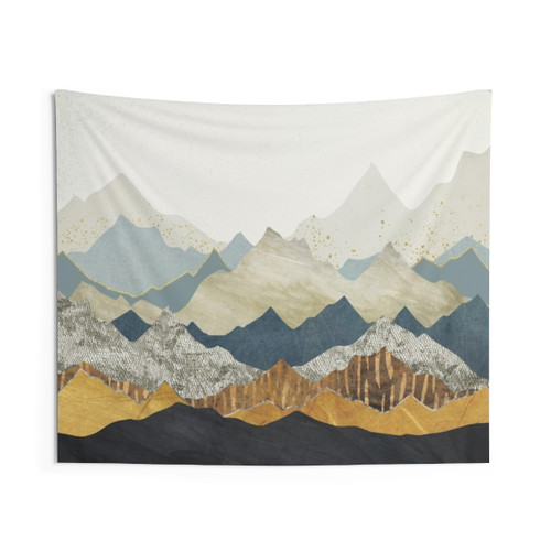 Distant Peaks Tapestry - Abstract Mountain Wall Art