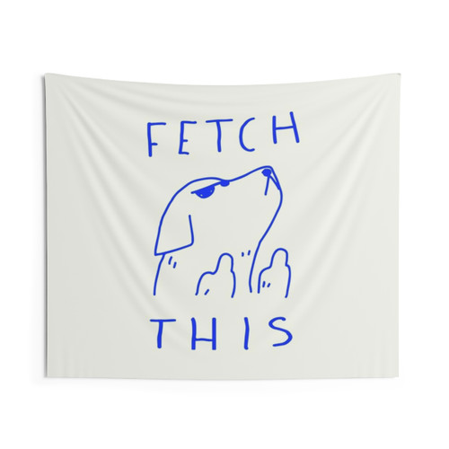 Funny dog lovers tapestry with line art design