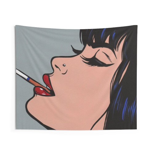 Smoking Girl Tapestry Wall Hanging - Original Pop Art