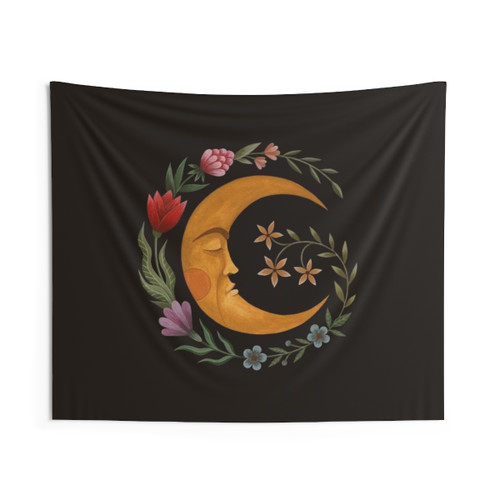 Midsummer Moon Tapestry - Celestial Floral Wall Art