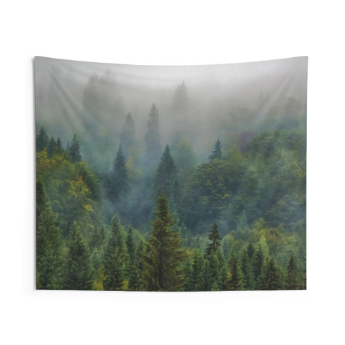 Misty Forest Tapestry - Nature Wall Hanging Art