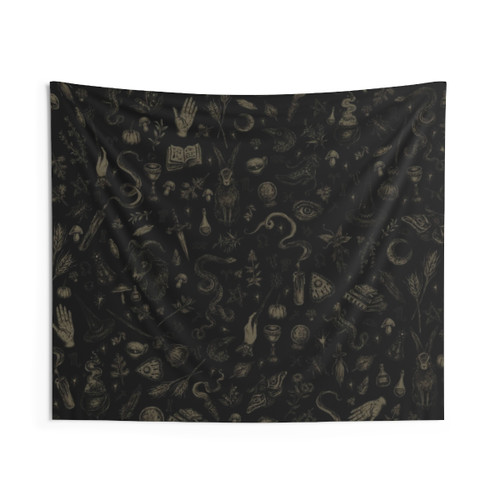 Just Witch Things Black and Beige Tapestry