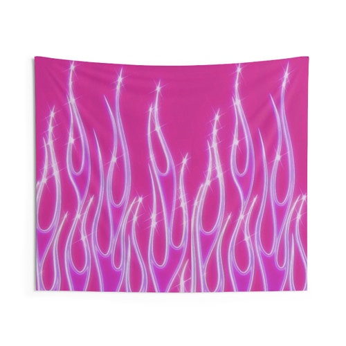 Pink flames tapestry with aesthetic design