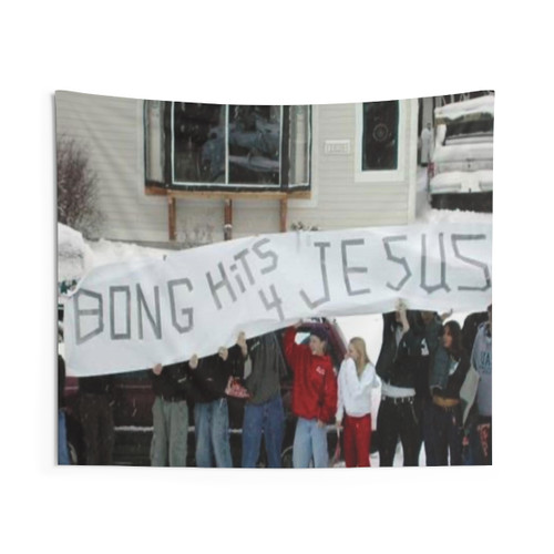 Funny Jesus Tapestry - Bong Hits for Jesus Wall Hanging