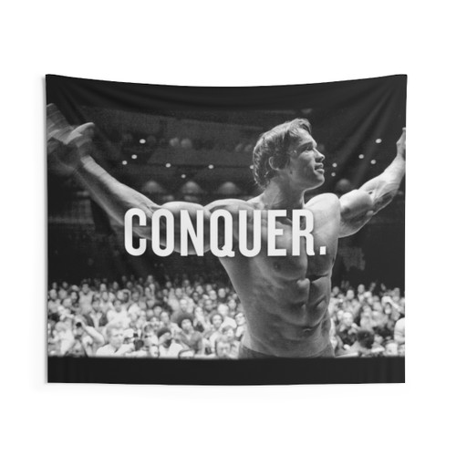 Arnold Schwarzenegger Conquer Motivational Tapestry