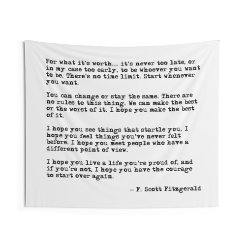 F. Scott Fitzgerald Inspirational Quote Tapestry