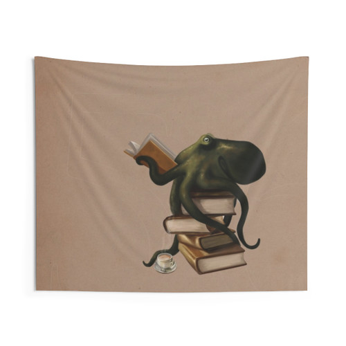 Octopus Tapestry with Books and Tea