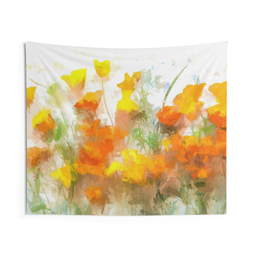 Vibrant Sunrise Poppies Tapestry