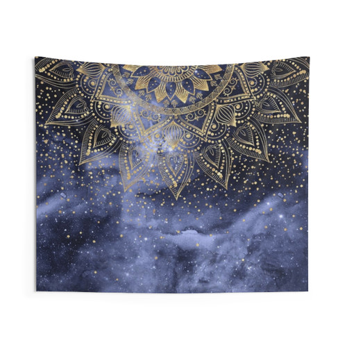 Whimsical Gold Mandala Design Tapestry
