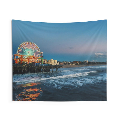 California Ferris Wheel Tapestry - Santa Monica Pier Wall Hanging