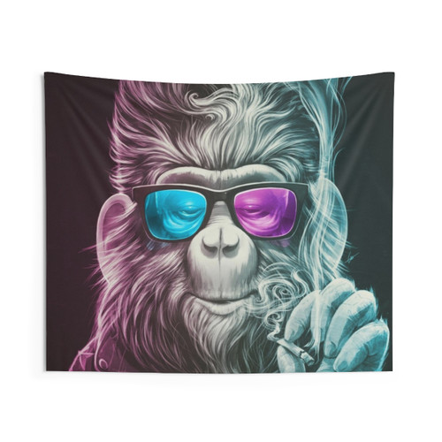 Smoky Tapestry Wall Art featuring an ape or monkey design