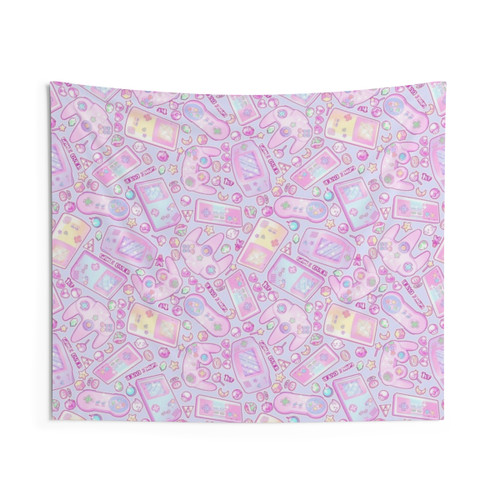 Retro gaming pastel tapestry featuring Nintendo characters