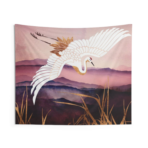 Elegant Floral Tapestry with Crane Design