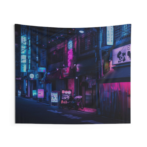 Neon and Brick Wall Tapestry