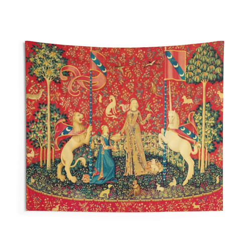 Fantasy Unicorn Tapestry - Lady and the Unicorn Floral Wall Art