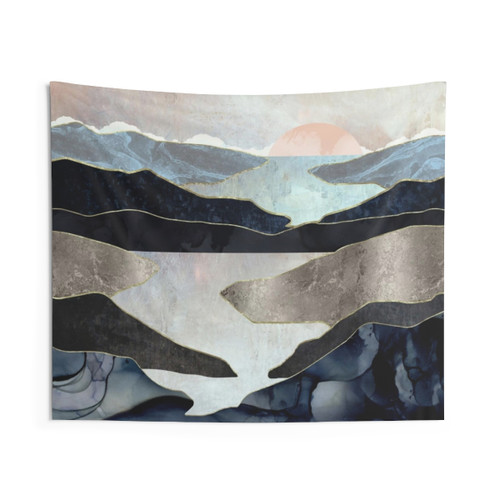 Blue Mountain Lake Tapestry - Contemporary Nature Wall Art