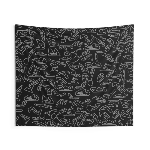 Formula 1 Race Circuits Pattern Tapestry