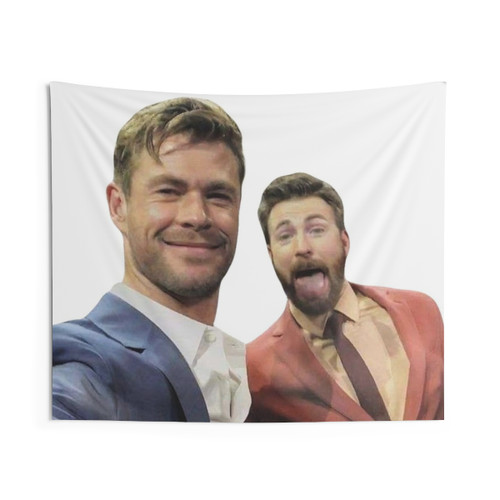 Chris Evans and Chris Hemsworth Tapestry Wall Hanging