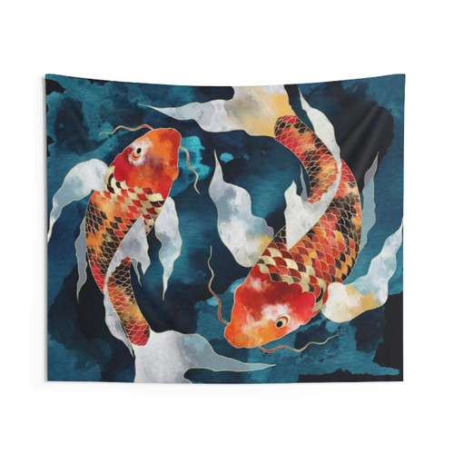 Metallic Koi Tapestry - Contemporary Aquatic Home Decor