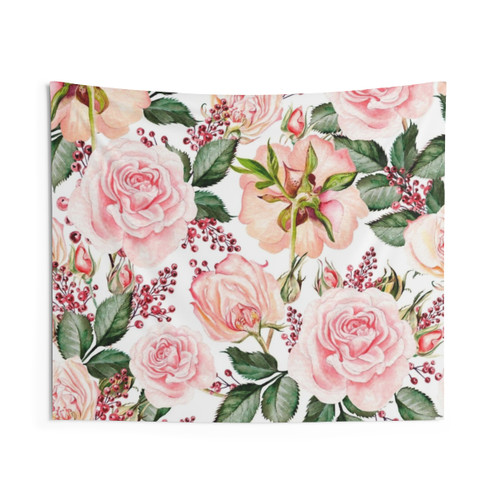 Romantic Watercolor Flower Pattern Tapestry