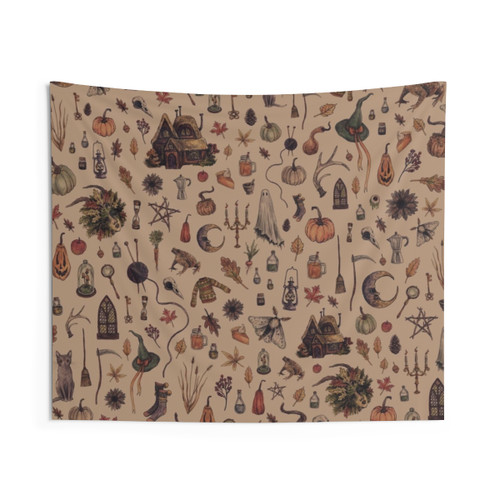 Rustic Brown Cozy Witch Tapestry