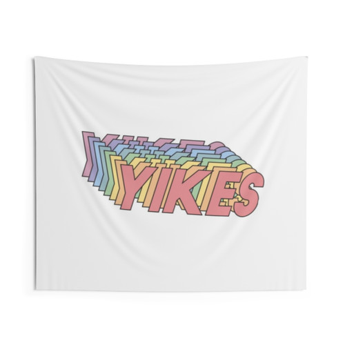 Colorful Yikes Sticker Tapestry for Dorm, Bedroom or Beach