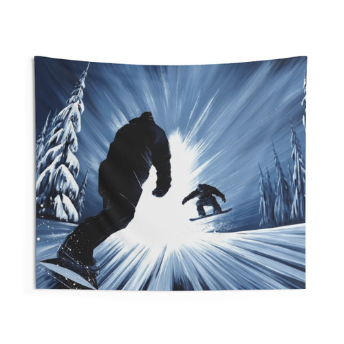 Snowboarding Friends II Tapestry - Mountain Art Decor