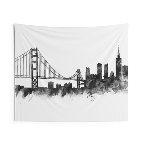 San Francisco Skyline Watercolor Tapestry