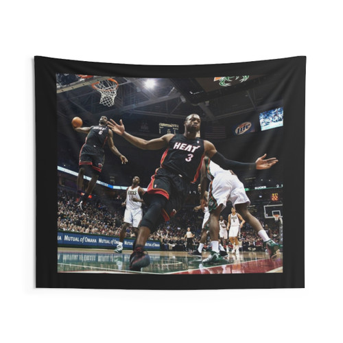 Miami Heat LeBron James and Dwyane Wade Iconic Dunk Tapestry
