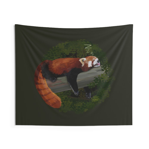 Sleepy Red Panda Tapestry Wall Hanging