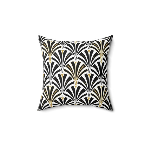 Art Deco Patterned Black and White Pillow