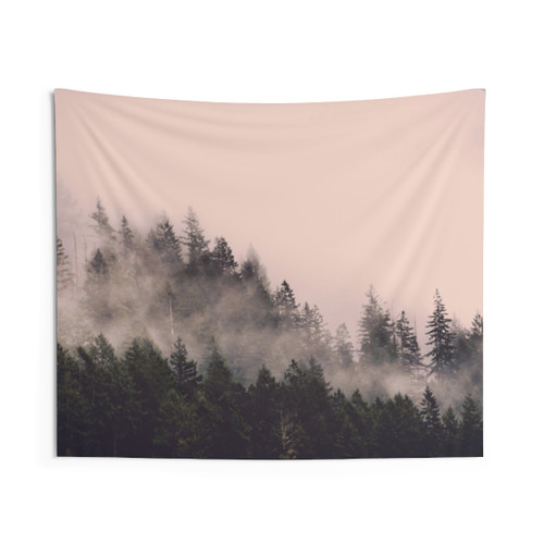 Pink Forest Tapestry - Pastel Nature Wall Hanging