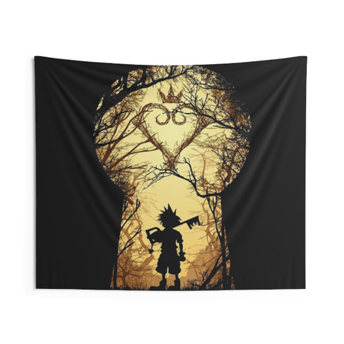 Kingdom Hearts Tapestry Featuring Sora and Keyblade Design