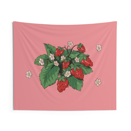 Colorful Strawberry Frog Tapestry for Cottage-Inspired Home Decor