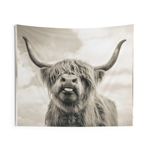 Cheeky Highland Cow Tapestry Wall Hanging